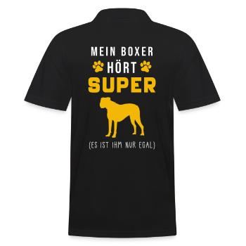 Boxer Hund Spruch lustig - Männer Poloshirt - Schwarz - Hinten - Kai (181cm)