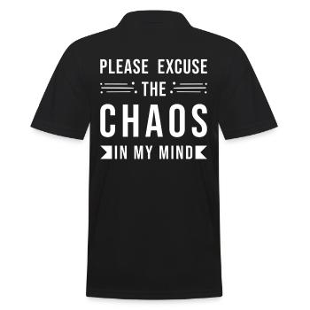 Chaos Crazy Confused funny saying - Men's Polo Shirt - black - Back - Kai (181cm)