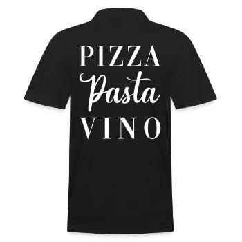 Pizza Pasta Vino - Men's Polo Shirt - black - Back - Kai (181cm)