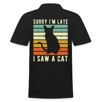 Katze lustiger Spruch - Männer Poloshirt - Schwarz - Hinten - Kai (181cm)