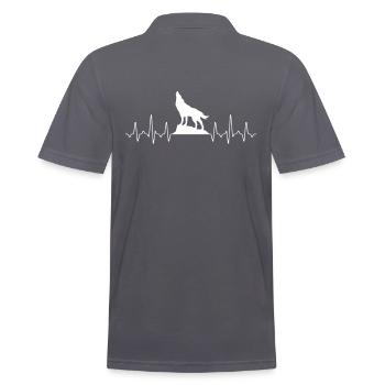 Wolf Hearbeat - Männer Poloshirt - Anthrazit - Hinten - Nico (186cm)