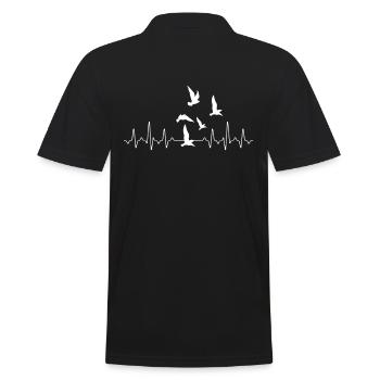 Vogel Heartbeat - Männer Poloshirt - Schwarz - Hinten - Kai (181cm)