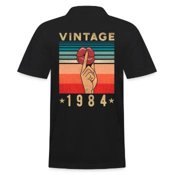 1984 Birthday Gift Retro Woman - Men's Polo Shirt - black - Back - Kai (181cm)