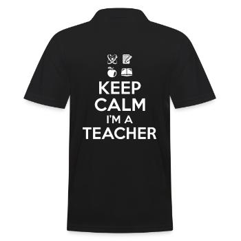 Keep Calm Lehrer - Männer Poloshirt - Schwarz - Hinten - Kai (181cm)