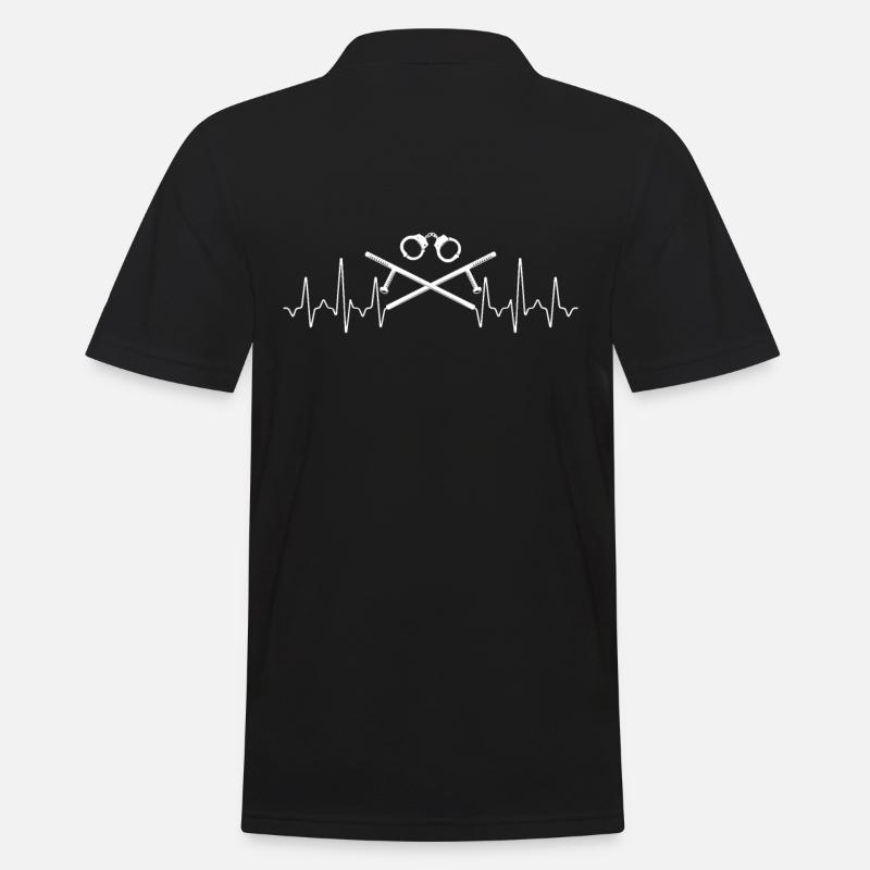 Polizei Heartbeat - Männer Poloshirt - Schwarz