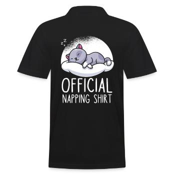 Cat cute sleep shirt - Men's Polo Shirt - black - Back - Kai (181cm)