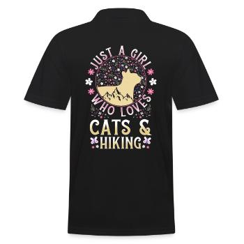 Katzen und Wandern Spruch Geschenk - Männer Poloshirt - Schwarz - Hinten - Kai (181cm)