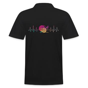Stricken Heartbeat - Männer Poloshirt - Schwarz - Hinten - Kai (181cm)
