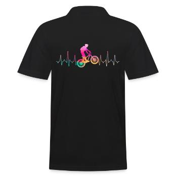 MTB Heartbeat - Männer Poloshirt - Schwarz - Hinten - Kai (181cm)