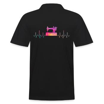 Sewing machine sewing Heartbeat - Men's Polo Shirt - black - Back - Kai (181cm)