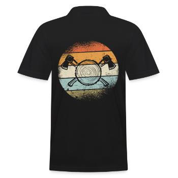 Holzfäller Outfit - Männer Poloshirt - Schwarz - Hinten - Kai (181cm)
