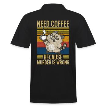 Need Coffee Kaffee Spruch lustig - Männer Poloshirt - Schwarz - Hinten - Kai (181cm)