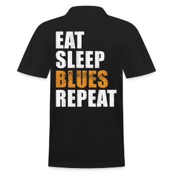 Blues Eat Sleep Blues Repeat - Männer Poloshirt - Schwarz - Hinten - Kai (181cm)