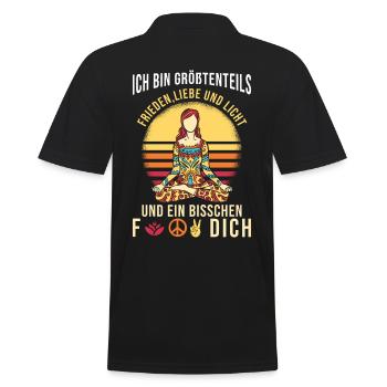 Yoga Spruch lustig - Männer Poloshirt - Schwarz - Hinten - Kai (181cm)