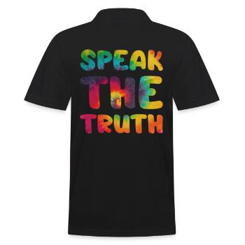 Hippie Spruch Speak the truth - Männer Poloshirt - Schwarz - Hinten - Kai (181cm)