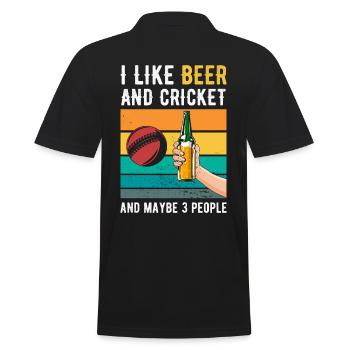 Cricket und Bier Retro Geschenk - Männer Poloshirt - Schwarz - Hinten - Kai (181cm)