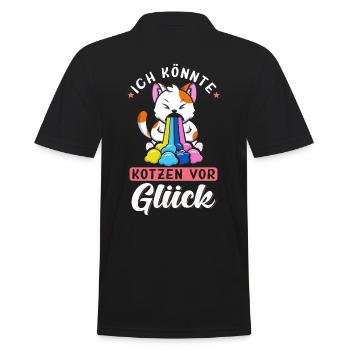 Ich könnte kotzen vor Glück - Männer Poloshirt - Schwarz - Hinten - Kai (181cm)