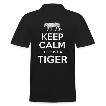 Keep Calm Tiger - Männer Poloshirt - Schwarz - Hinten - Kai (181cm)