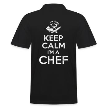 Keep Calm Chef - Männer Poloshirt - Schwarz - Hinten - Kai (181cm)