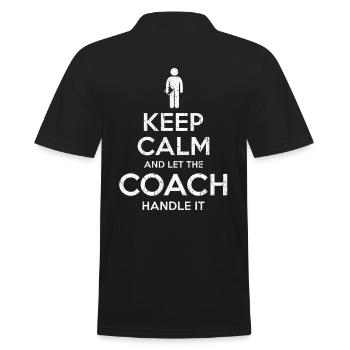 Keep Calm Coach - Männer Poloshirt - Schwarz - Hinten - Kai (181cm)