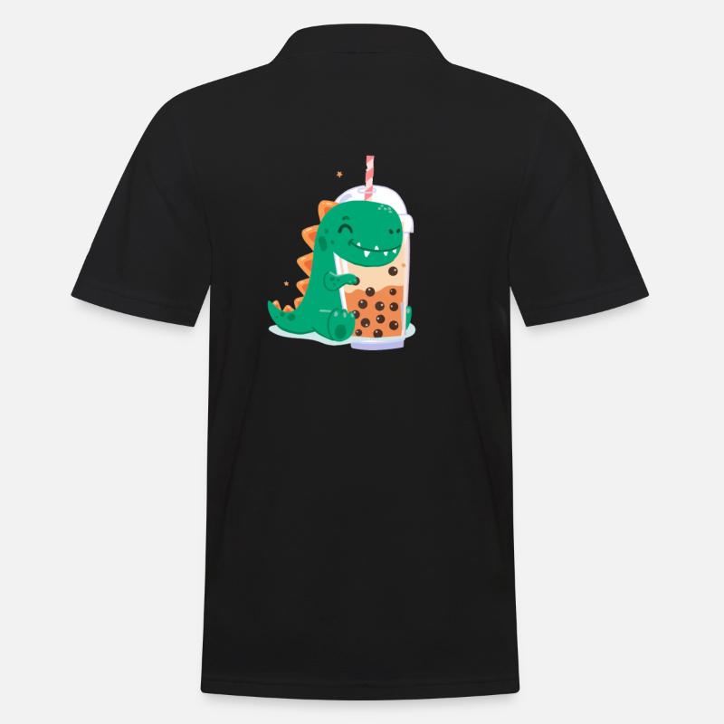 Bubble Tea Dino - Männer Poloshirt - Schwarz