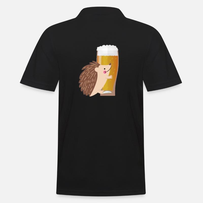 Bier Geschenk mit Igel - Männer Poloshirt - Schwarz