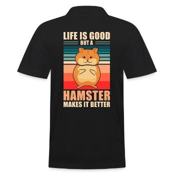 Hamster - Männer Poloshirt - Schwarz - Hinten - Kai (181cm)