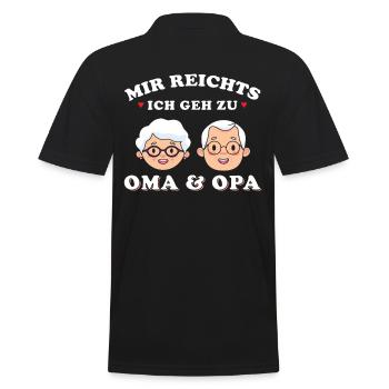 Oma und Opa Spruch Enkel - Männer Poloshirt - Schwarz - Hinten - Kai (181cm)