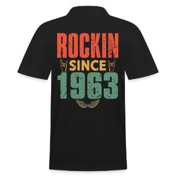 Birthday 1963 Spruch Rock - Men's Polo Shirt - black - Back - Kai (181cm)