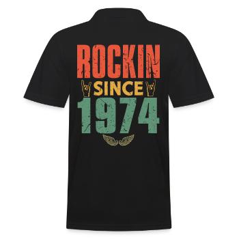 Birthday 1974 Spruch Rock - Men's Polo Shirt - black - Back - Kai (181cm)