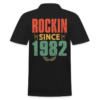 Birthday 1982 Spruch Rock - Men's Polo Shirt - black - Back - Kai (181cm)