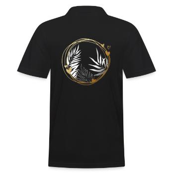 Blumen Floral Lineart - Männer Poloshirt - Schwarz - Hinten - Kai (181cm)