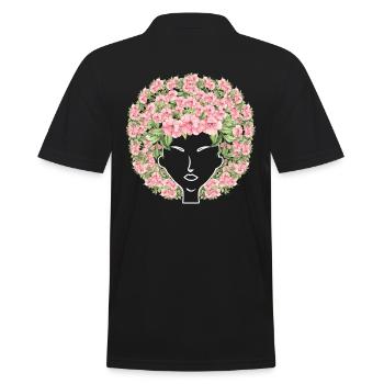 Flowers Afro - Men's Polo Shirt - black - Back - Kai (181cm)