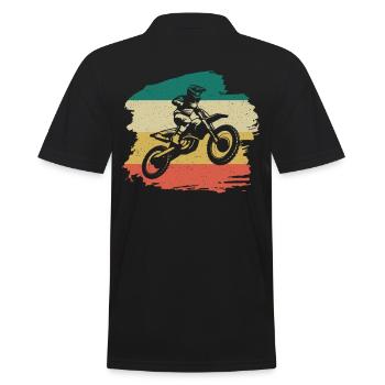 Motorcross Retro Geschenk - Männer Poloshirt - Schwarz - Hinten - Kai (181cm)