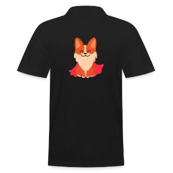 Corgi Hund Superheld - Männer Poloshirt - Schwarz - Hinten - Kai (181cm)