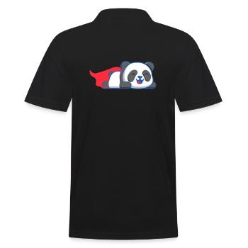 Panda Superheld - Männer Poloshirt - Schwarz - Hinten - Kai (181cm)