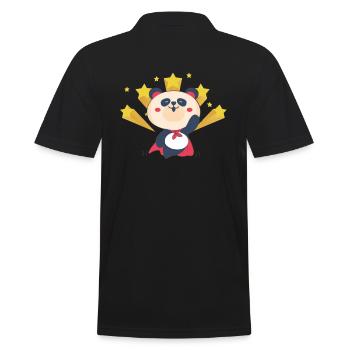Panda Superheld - Männer Poloshirt - Schwarz - Hinten - Kai (181cm)