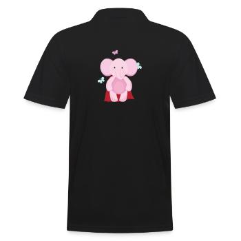 Elefant Superheld - Männer Poloshirt - Schwarz - Hinten - Kai (181cm)