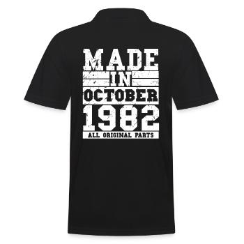1982 Birthday October Vintage Saying - Men's Polo Shirt - black - Back - Kai (181cm)