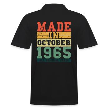 1965 Geburtstag Oktober Vintage Spruch - Männer Poloshirt - Schwarz - Hinten - Kai (181cm)