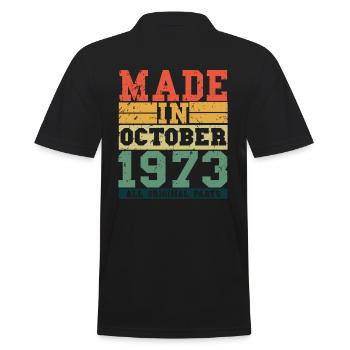 1973 Birthday October Vintage Saying - Men's Polo Shirt - black - Back - Kai (181cm)