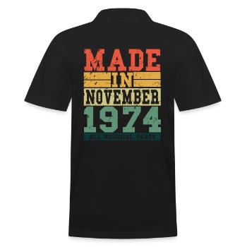 1974 Birthday November Vintage Saying - Men's Polo Shirt - black - Back - Kai (181cm)