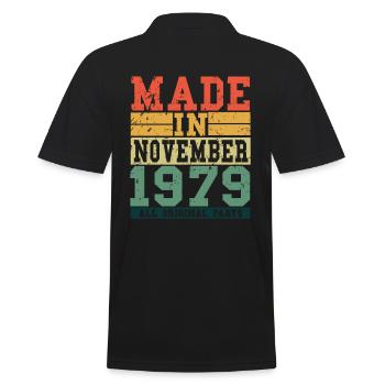 1979 Geburtstag November Vintage Spruch - Männer Poloshirt - Schwarz - Hinten - Kai (181cm)