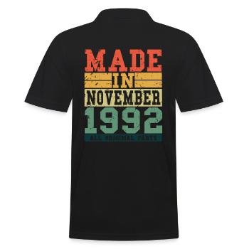 1992 Birthday November Vintage Saying - Men's Polo Shirt - black - Back - Kai (181cm)
