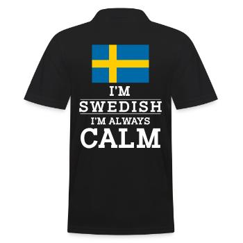 Schwede Im Swedish Im always calm - Männer Poloshirt - Schwarz - Hinten - Kai (181cm)