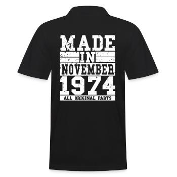 1974 Birthday November Vintage Saying - Men's Polo Shirt - black - Back - Kai (181cm)