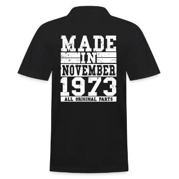 1973 Birthday November Vintage Saying - Men's Polo Shirt - black - Back - Kai (181cm)