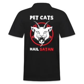 Pet Cats Hail Satan - Männer Poloshirt - Schwarz - Hinten - Kai (181cm)