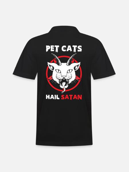 Pet Cats Hail Satan - Men's Polo Shirt - black