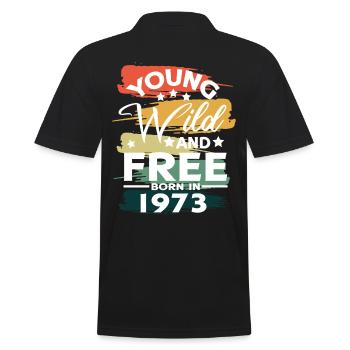 Jung Wild Frei Geboren 1973 - Männer Poloshirt - Schwarz - Hinten - Kai (181cm)